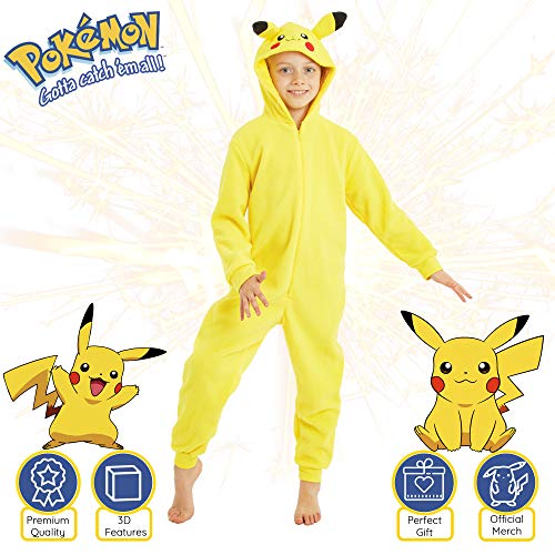 Pokemon Pikachu Pijama Entero para Niños de Una Pieza 4-14 Años (7-8 años)