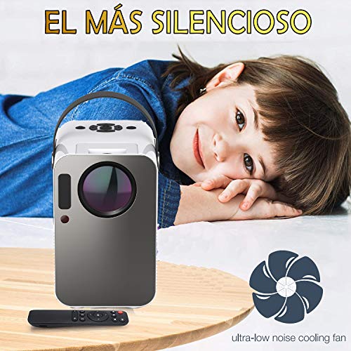 Proyector 4K, Proyector Portátil, 6000 Lúmenes, Android, Bluetooth, Soporta 1080p Full HD, Cine en Casa 300", Dolby Digital AC3, Keystone 4D, 90000 Horas, Compatible con PS5/PS4/PC/XBOX, Zoom Digital