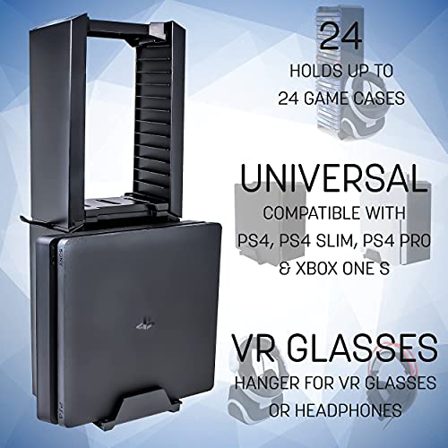 PS4 Game Storage Tower - Universal Games Storage Tower - PS4 y Xbox One Game Storage Rack almacena 24 juegos o Blu-Rays y gafas PS4 VR