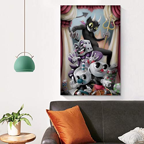 Qiuni Póster de Game Cuphead 2 lienzo y arte de pared, diseño moderno, para decoración de dormitorio familiar, 30 x 45 cm