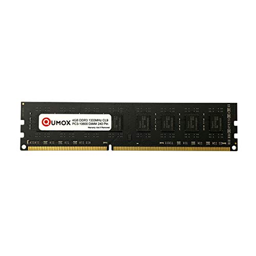 QUMOX Memoria Dimm 4GB DDR3 1333 1333MHz PC3-10600 PC-10600 (240 Pines) para computadora escritorio PC