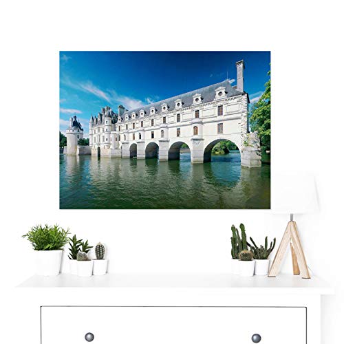 Ra-smit Panorama Chateau Chenonceau Francia - Póster grande para pared, papel grueso, 45,7 x 60,9 cm