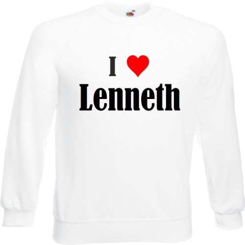 Reifen-Markt Sudadera I Love Lenneth para mujer, hombre y niños en los colores negro, blanco y azul con estampado Blanco XXL