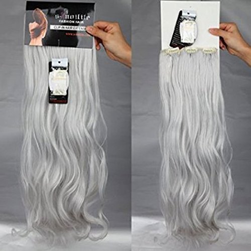 S-noilite® 24" (60 cm) extensiones de cabello cabeza completa clip en extensiones de pelo Ombre ondulado rizado - Gris plateado