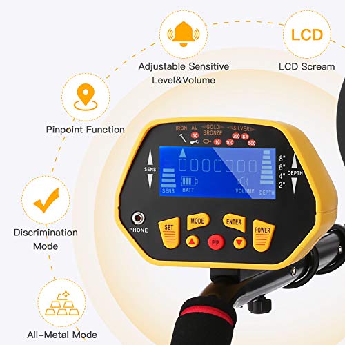 Sailnovo Detector de metales a prueba de agua de alta precisión DISC y modo NOTCH con pantalla LCD de pala plegable