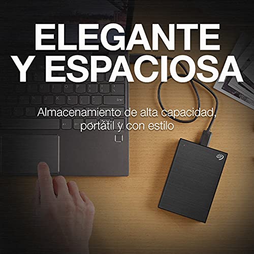 Seagate One Touch, 5 TB, Unidad Disco Duro Externa, Negra, USB 3.0 para PC, Mac, Ordenador, 1 año MylioCreate, 4 Meses Plan Adobe Creative Cloud Photography, 2 años servicios Rescue (STKC5000400)