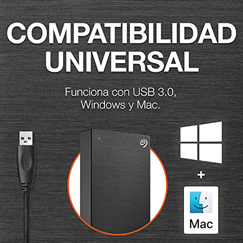 Seagate One Touch, 5 TB, Unidad Disco Duro Externa, Negra, USB 3.0 para PC, Mac, Ordenador, 1 año MylioCreate, 4 Meses Plan Adobe Creative Cloud Photography, 2 años servicios Rescue (STKC5000400)