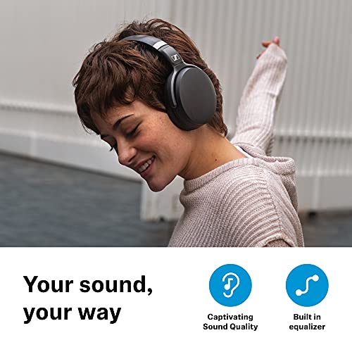 SENNHEISER HD 450BT Bluetooth 5.0 Auriculares inalámbricos con cancelación activa de ruido - Duración de la batería de 30 horas, carga rápida USB-C, botón de asistente virtual, plegable - negro