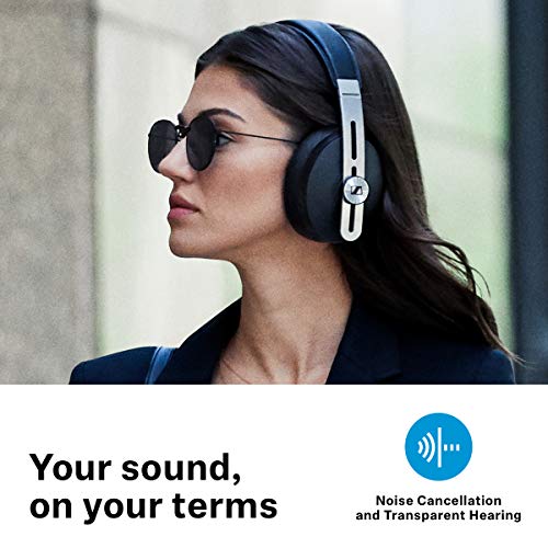 Sennheiser Momentum 3 Auriculares inalámbricos, cancelación de ruido, encendido/apagado automático, funcionalidad de pausa inteligente y aplicación de control inteligente con Alexa integrada, Negro