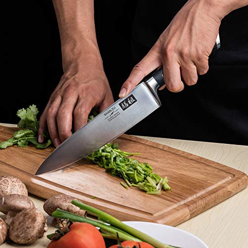 SHAN ZU Cuchillos de Cocina Profesionales, Cuchillo Chef 20cm, 8 Pulgadas Cuchillo de Cocinero de Acero Inoxidable Alemán, Hoja Durable y Afilada para Verduras, Frutas y Carne en Restaurantes y Casa