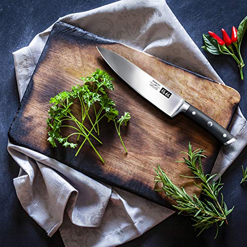 SHAN ZU Cuchillos de Cocina Profesionales, Cuchillo Chef 20cm, 8 Pulgadas Cuchillo de Cocinero de Acero Inoxidable Alemán, Hoja Durable y Afilada para Verduras, Frutas y Carne en Restaurantes y Casa