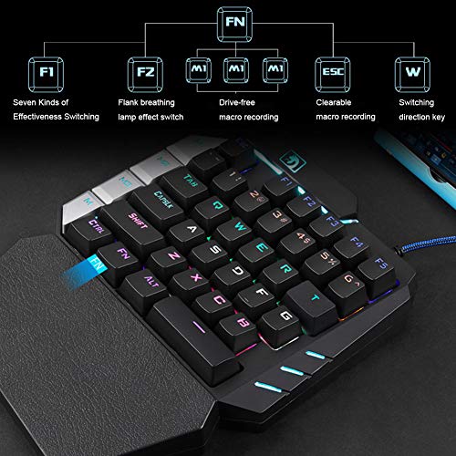 Sonline K109 Juegos Geniales Teclado de Juegos, Teclado MecáNico de una Mano para Juegos MóViles Pug, Teclado Izquierdo, PC Laptop