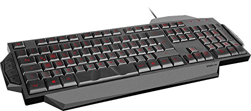 Speedlink Rapax PC Gaming Keyboard SL-6480-BK-Reino Unido, Rojo LED de retroiluminación conmutable, Ultra-Grippy Barra espaciadora, Teclas de Juego marcadas, Negro