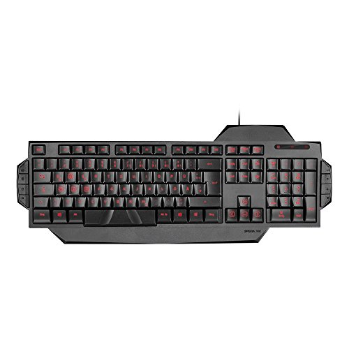 Speedlink Rapax PC Gaming Keyboard SL-6480-BK-Reino Unido, Rojo LED de retroiluminación conmutable, Ultra-Grippy Barra espaciadora, Teclas de Juego marcadas, Negro