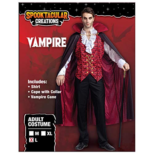 Spooktacular Creations - Disfraz de vampiro medieval renacentista de lujo para Halloween, diseño terrorífico para hombre, ideal para juegos de rol o cosplay, Rojo, Large