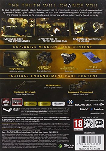 Square Enix Deus Ex: Human Revolution, PC vídeo - Juego (PC, PC, Acción / RPG, M (Maduro))