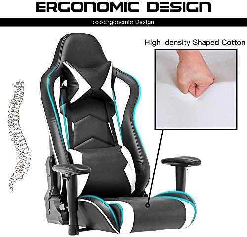 STmeng Comfort X2 Silla Gaming, Silla de Oficina Ergonómica para Computadora con Soporte Lumbar, Reposabrazos 3D Ajustable En Altura, Silla De Oficina De Escritorio De PU, Capacidad 300kg, Blanco