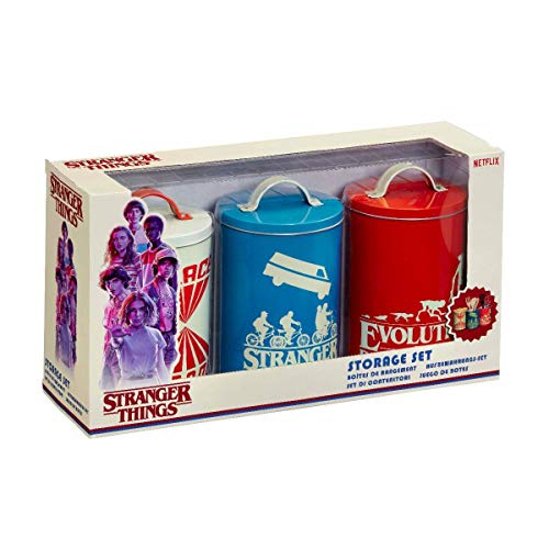 Stranger Things - Juego de 3 latas de cocina retro – Demogorgon – Logo