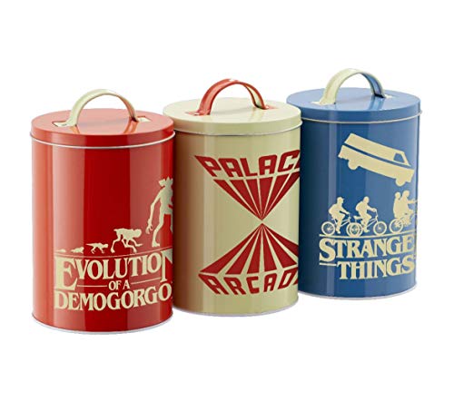 Stranger Things - Juego de 3 latas de cocina retro – Demogorgon – Logo