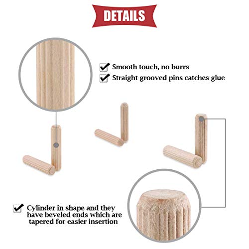 Tacos de madera M6 M8 M10 de madera dura ranurada para muebles de carpintería acanalada Pin de artesanía 6 mm, 8 mm, 10 mm