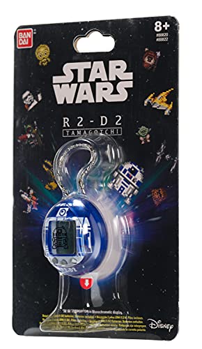 TAMAGOTCHI- Star Wars R2D2-Droide Virtual para Mascotas con Mini Juegos, Clips Animados, Modos adicionales y Llavero-(Azul), Multicolor (Bandai 88822)