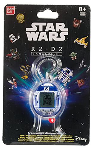 TAMAGOTCHI- Star Wars R2D2-Droide Virtual para Mascotas con Mini Juegos, Clips Animados, Modos adicionales y Llavero-(Azul), Multicolor (Bandai 88822)