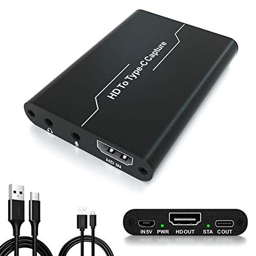 Tarjeta de Captura de Audio, Capturadora de Video HDMI 4K& Micrófono &1080P 60FPS, Audio Video Capture Card Compatible con PS4 /Cámara /PC etc.