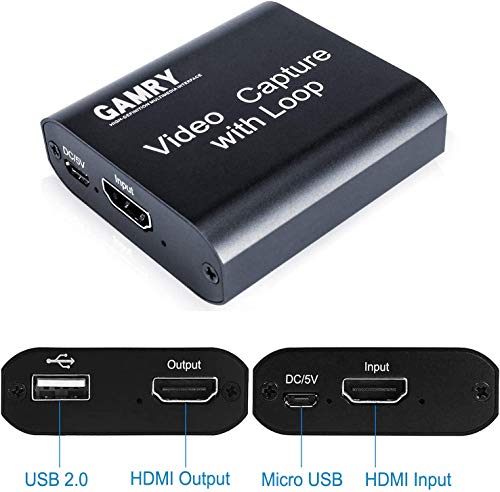 Tarjeta de Captura de Vídeo HDMI con Loop Out, 4K HD 1080P USB 2.0 para Transmisión en Vivo de Transmisión de Vídeo para Juegos, Transmisión, Enseñanza, Videoconferencia