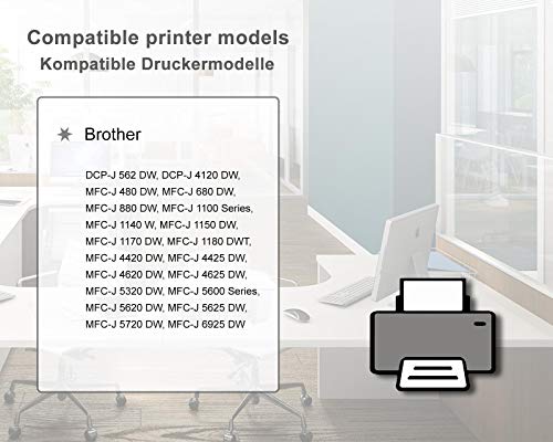 Tinta de impresora Pure Ink de 4x 100 ml compatible con cartuchos de impresora Brother LC-223, LC-225, LC-227, LC-229, DCP-J 4120 DW, MFC-J 4420 DW, J 4425 DW, 5320 DW, J 5600, entre otros (No OEM)