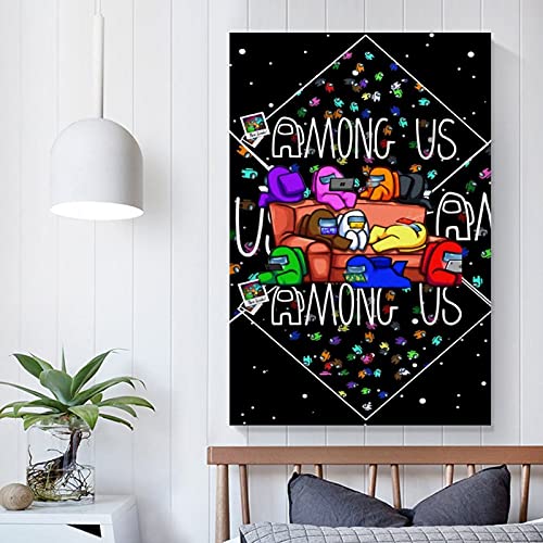 TRJHDF Póster de juego con diseño de Among Us en lienzo y arte de pared, diseño moderno de dormitorio familiar de 30 x 45 cm