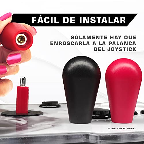 Unicview Arcade Joystick's Adaptador Oval, Balltop, Bate de Repuesto para Joystick Pandora para 2 Jugadores Arcade Joystick Kit de Sanwa Joystick MAME Jamma Part (Rojo y Negro)