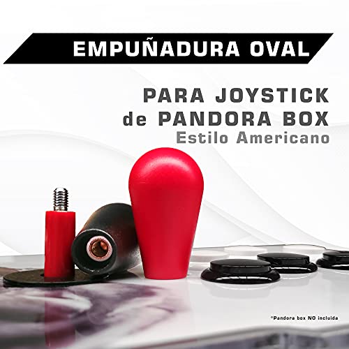 Unicview Arcade Joystick's Adaptador Oval, Balltop, Bate de Repuesto para Joystick Pandora para 2 Jugadores Arcade Joystick Kit de Sanwa Joystick MAME Jamma Part (Rojo y Negro)