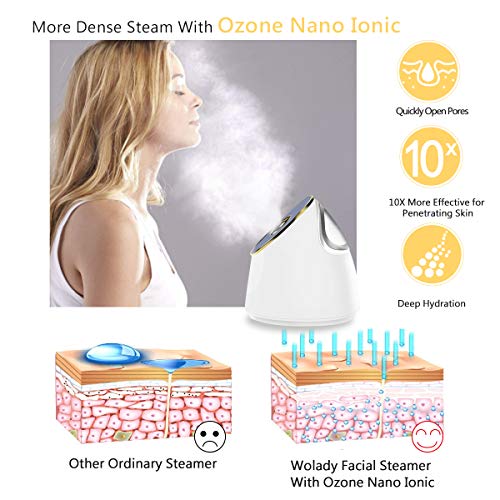 Vaporizador Facial Profesional Sauna Facial Vaporizador Wolady 100ML Mayor Capacidad Menor Tamaño Spa Facial Vapor Térmico Nano Spray Ionic Humidifier Piel Hidratante Limpieza Profunda Facial Steamer