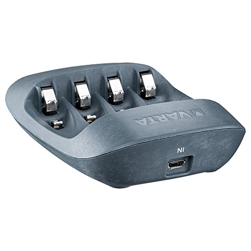 Varta Eco Charger (apto para 4 pilas AA/AAA, carcasa hecha de 50% de bioplástico con una sola ranura y carga de mantenimiento, embalaje de 90% de material reciclado