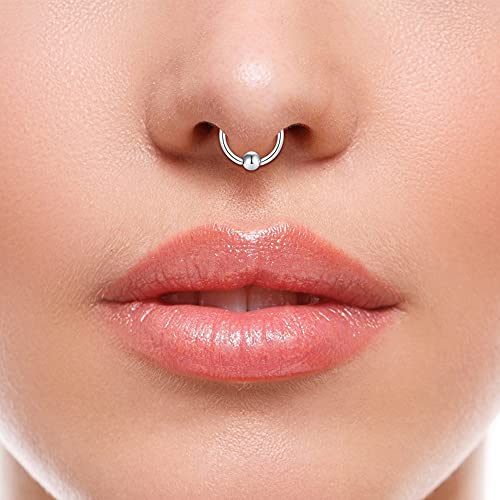 VFUN 6 Piezas 16G 316L Acero Inoxidable Piercing Nariz Anillo Aros Cartilago Septum Labio Helix Tragus Ceja Piercing Oreja Piercing 8mm - Mix Color