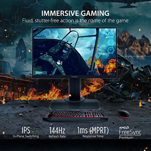 Viewsonic XG2705-2 Monitor Gaming 27" Full HD, Panel IPS, 1 ms, 144 Hz, FreeSync Premium, Altura Ajustable, Negro