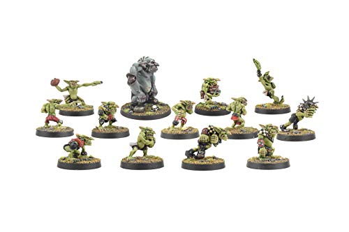 War World Gaming Equipo Completo Gutrot Greenskins - 28mm, Miniaturas, Fantasía, Futbol, Blood Bowl, Goblin, Criatura Fantastica, Figura Coleccionismo