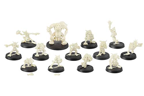 War World Gaming Equipo Completo Gutrot Greenskins - 28mm, Miniaturas, Fantasía, Futbol, Blood Bowl, Goblin, Criatura Fantastica, Figura Coleccionismo