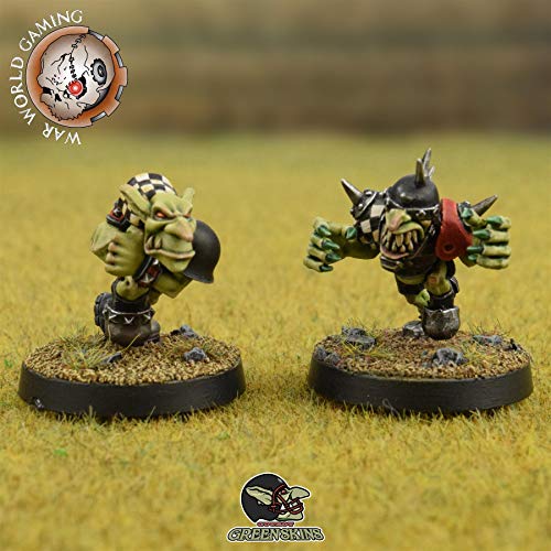 War World Gaming Gutrot Greenskins - Set de 2 Blitzers - 28mm, Miniaturas, Fantasía, Futbol, Blood Bowl, Goblin, Criatura Fantastica, Figura Coleccionismo