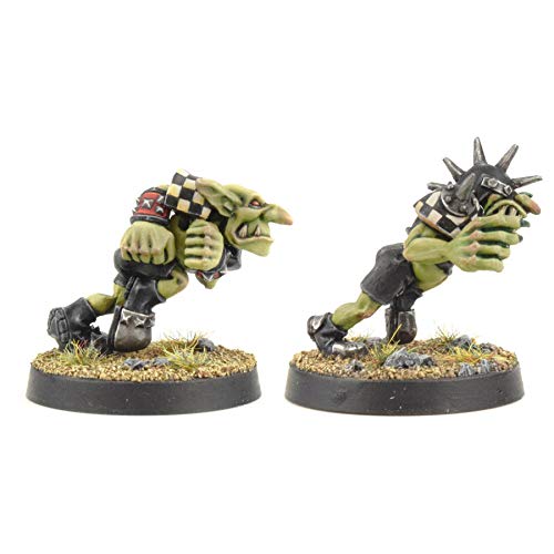 War World Gaming Gutrot Greenskins - Set de 2 Blitzers - 28mm, Miniaturas, Fantasía, Futbol, Blood Bowl, Goblin, Criatura Fantastica, Figura Coleccionismo