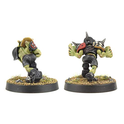 War World Gaming Gutrot Greenskins - Set de 2 Blitzers - 28mm, Miniaturas, Fantasía, Futbol, Blood Bowl, Goblin, Criatura Fantastica, Figura Coleccionismo