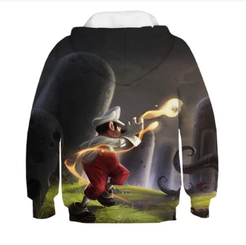 xlei Impresión HD Otoño Invierno Juegos Clásicos Super Mario- Niños Niñas Dibujos Animados Sudaderas con Capucha Super Smash Bros Sudadera con Estampado 3D Hip Hop Streetwear, 4,5 Años