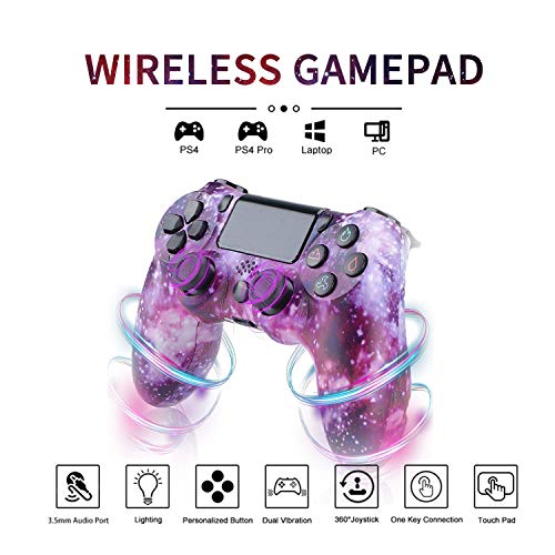 YLJXXY Mandos Inalambricos para PS4,Controlador de Bluetooth Gamepad de Doble Vibración 6-Axis para Playstation 4/PS3/PC - Cielo Estrellado Clásico