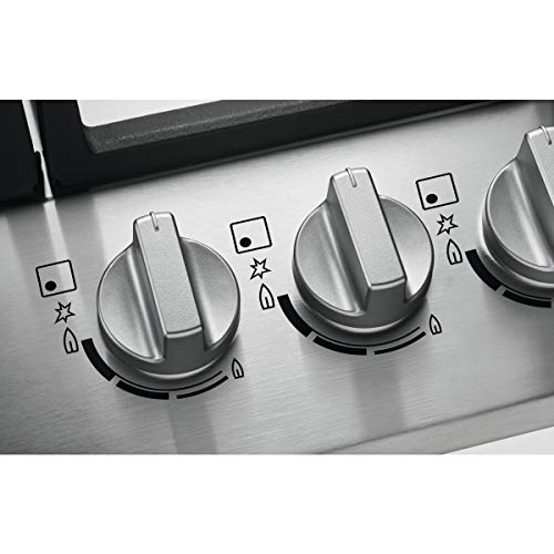 Zanussi ZGH76524XS Placa de gas, 5 fuegos, Mandos frontales, Quemador Wok, Calor Instantaneo, Entendido electrónico, Parrillas hierro fundido, Termopar de Seguridad, Antihuella, Inox, 75 cm