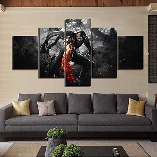 ZhuHZ 5 Piezas de Juego de Arte de impresión Ninja Gaiden Videojuego póster RYU Hayabusa Imagen Obra Lienzo Pintura decoración del hogar Arte de la Pared