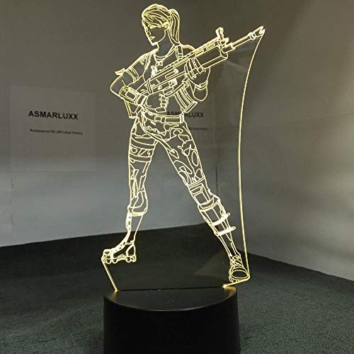 3D Illusion Lamp Led Night Light Battle Game Lamp Pubg Tps Scar-L Rifle Changable Lamp Rgb 7 Colors Abs Base Light Acrylic Night Lamp For Birthday Holiday Kid Lava Lamp