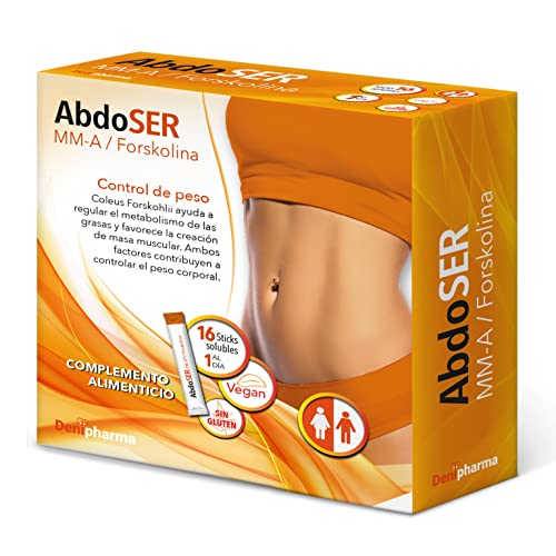 Abdoser - 16 sticks - Elimina la grasa acumulada en abdomen y muslos - Adelgazante con MM-A y Forskolina - Quemagrasas - Detox - Caja 16 sobres - 1 al dia