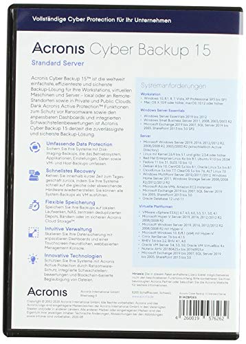 Acronis Backup 15 Server Box|Standard|1 Licencia|1 año|PC|Disc|Disc