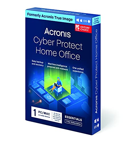 Acronis Cyber Protect Home Office (antes Acronis True Image) | Essentials | 1 PC/Mac | Ciberprotección personal | copia de seguridad local, antirransomware | 1 año