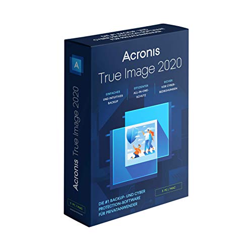 Acronis True Image 2020 | 3 PC/Mac | Perpetual License | Personal Cyber Protection | Integrated Backup and Antivirus | Full version: English language included - German Box